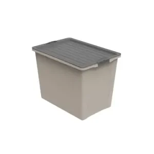 Versand Am Gleichen Tag Rotho COMPACT stapelbare 70l Aufbewahrungskiste mit Deckel und Rollen in Cappuccino günstig kaufen | limango