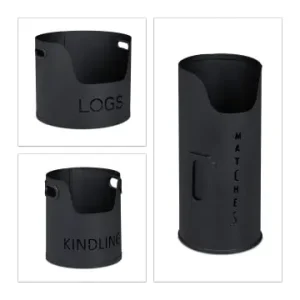 Meistverkauft relaxdays 3tlg. Kaminholzkorb Set in Schwarz günstig kaufen | limango