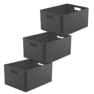 Jetzt Bestellen Rotho 3er-Set Aufbewahrungskorb 28l COUNTRY in Anthrazit günstig kaufen | limango