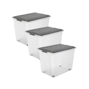 Direkt Vom Hersteller Rotho COMPACT 3er Set 70l Stapelkiste mit Deckel in Anthrazit günstig kaufen | limango