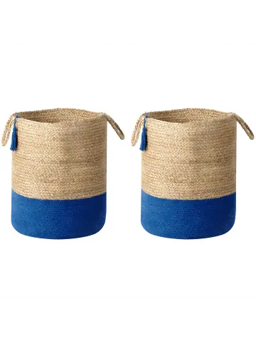 Versand Am Gleichen Tag Beliani 2er-Set Bad-Kleinaufbewahrung GAJAR in Beige/Blau günstig kaufen | limango