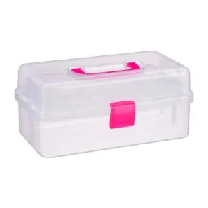 Geprüft relaxdays Aufbewahrungsbox in Transparent/ Pink - (B)33 x (H)14 x (T)19,5 cm günstig kaufen | limango