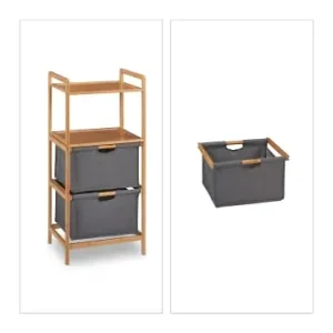 relaxdays Badregal mit Wäschekorb in Natur - (B)44 x (H)96 x (T)34 cm günstig kaufen | limango Beliebt