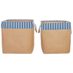 Beliani 2er-Set Bad-Kleinaufbewahrung TUGUL in Beige/Weiß/Blau günstig kaufen | limango Beliebt