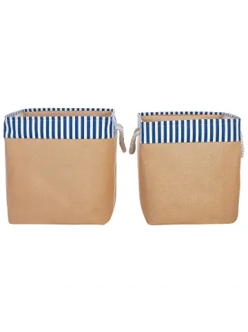 Beliani 2er-Set Bad-Kleinaufbewahrung TUGUL in Beige/Weiß/Blau günstig kaufen | limango Beliebt