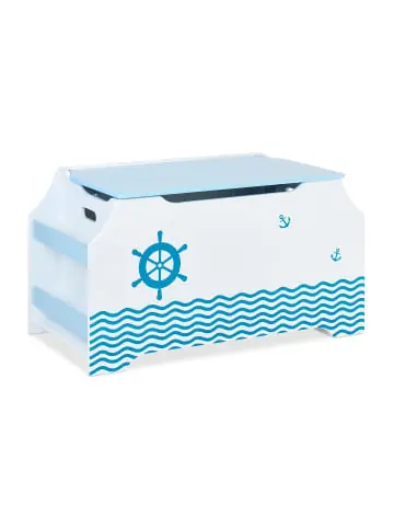 relaxdays Spielzeugtruhe "Seemann" in Weiß/ Blau - (B)84 x (H)46 x (T)42,5 cm günstig kaufen | limango Neue Kollektion