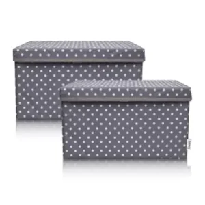 Lifeney Aufbewahrungsbox 2er-Set Dunkelgrau Punkte, 37 x 25 x 21 cm günstig kaufen | limango Schnäppchen
