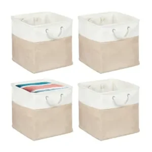 relaxdays 4 x Aufbewahrungskorb in Beige/ Weiß - (B)33 x (H)33 x (T)33 cm günstig kaufen | limango Direktkauf