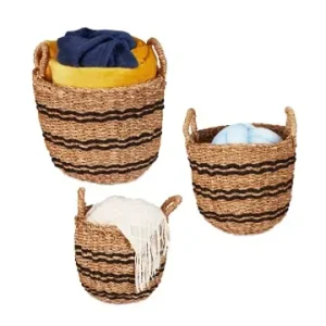 relaxdays 3-tlg. Aufbewahrungskorb Set in Natur/ Schwarz günstig kaufen | limango Beliebt