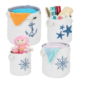 Neu Im Sortiment relaxdays 4x Aufbewahrungskorb in Weiß/ Blau günstig kaufen | limango