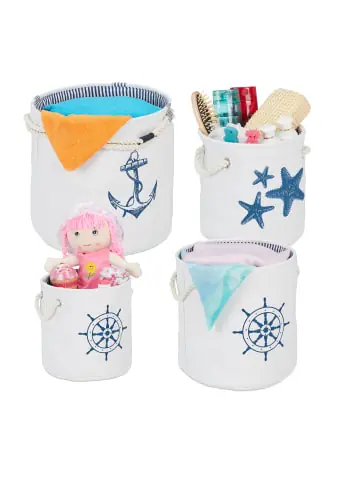 Neu Im Sortiment relaxdays 4x Aufbewahrungskorb in Weiß/ Blau günstig kaufen | limango