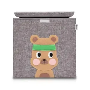 Markenprodukt Lifeney Aufbewahrungsbox mit Deckel Grau Bär, 33 x 33 x 33 cm günstig kaufen | limango