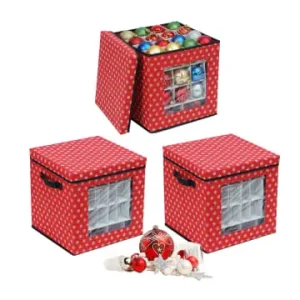 relaxdays 3 x Weihnachtskugel-Aufbewahrungsbox in Rot - (B)33 x (H)33 x (T)33 cm günstig kaufen | limango Kostenfreie Lieferung