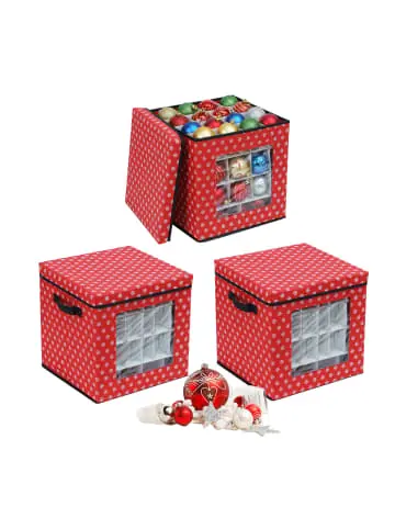 relaxdays 3 x Weihnachtskugel-Aufbewahrungsbox in Rot - (B)33 x (H)33 x (T)33 cm günstig kaufen | limango Kostenfreie Lieferung