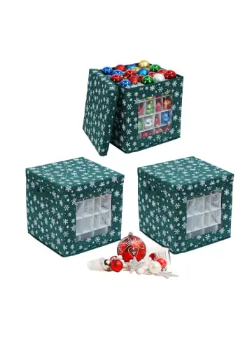 relaxdays 3 x Weihnachtskugel-Aufbewahrungsbox in Grün - (B)33 x (H)33 x (T)33 cm günstig kaufen | limango Top-Seller