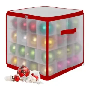 relaxdays Weihnachtskugel-Aufbewahrungsbox in Transparent/ Rot - (B)36 x (H)36 x (T)36 cm günstig kaufen | limango Top-Angebot