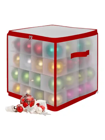 relaxdays Weihnachtskugel-Aufbewahrungsbox in Transparent/ Rot - (B)36 x (H)36 x (T)36 cm günstig kaufen | limango Top-Angebot