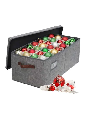 Kostenloser Rückversand relaxdays Weihnachtskugel-Aufbewahrungsbox in Grau - (B)66,5 x (H)26 x (T)33 cm günstig kaufen | limango
