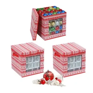 Solange Der Vorrat Reicht relaxdays 3 x Weihnachtskugel-Aufbewahrungsbox in Rot/ Weiß - (B)33 x (H)33 x (T)33 cm günstig kaufen | limango