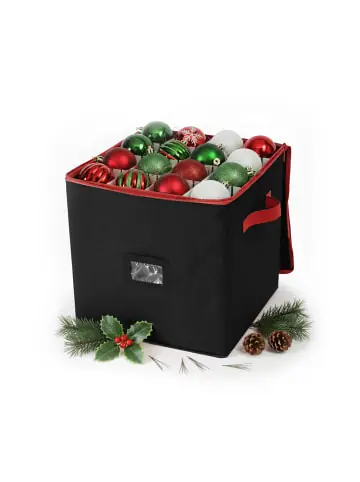 Neue Ware relaxdays Weihnachtskugel-Aufbewahrungsbox in Schwarz/ Rot - (B)33 x (H)33 x (T)33 cm günstig kaufen | limango