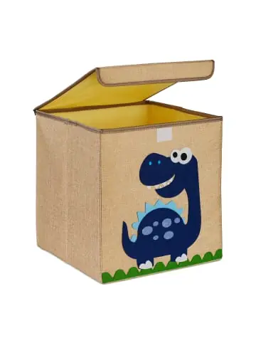 Knallerangebot relaxdays Kinder-Aufbewahrungsbox "Dino" in Beige/ Blau - (B)33 x (H)33 x (T)33 cm günstig kaufen | limango