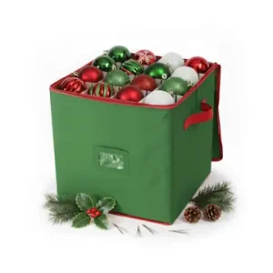 Geprüft relaxdays Weihnachtskugel-Aufbewahrungsbox in Grün/ Rot - (B)33 x (H)33 x (T)33 cm günstig kaufen | limango