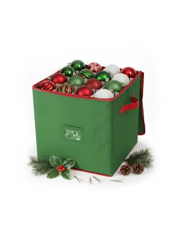 Geprüft relaxdays Weihnachtskugel-Aufbewahrungsbox in Grün/ Rot - (B)33 x (H)33 x (T)33 cm günstig kaufen | limango