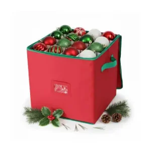 Wochenendangebot relaxdays Weihnachtskugel-Aufbewahrungsbox in Rot/ Grün - (B)33 x (H)33 x (T)33 cm günstig kaufen | limango