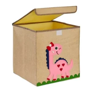 Top-Angebot relaxdays Kinder-Aufbewahrungsbox "Dino" in Beige/ Pink - (B)33 x (H)33 x (T)33 cm günstig kaufen | limango