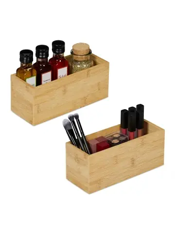 Jetzt Kaufen relaxdays 2 x Aufbewahrungsbox in Natur - (B)23 x (H)9,5 x (T)9 cm günstig kaufen | limango