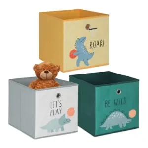 relaxdays 3 x Kinder Aufbewahrungsboxen "Dino" in Bunt - (B)30 x (H)30 x (T)30 cm günstig kaufen | limango Markenware