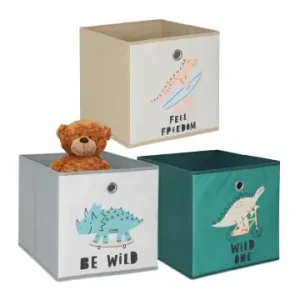 relaxdays 3 x Kinder Aufbewahrungsboxen "Dino" in Bunt - (B)30 x (H)30 x (T)30 cm günstig kaufen | limango Neue Ware