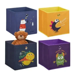 relaxdays 4 x Kinder Aufbewahrungsboxen "Tiere A" in Bunt - (B)30 x (H)30 x (T)30 cm günstig kaufen | limango Expressversand