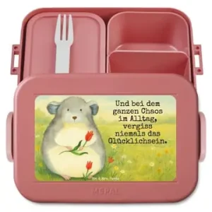 Zertifiziert Mr. & Mrs. Panda Bento Box Chinchilla Blume Design mit Spruch in Rot Pastell günstig kaufen | limango