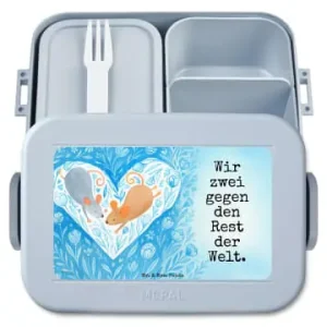 Knallerangebot Mr. & Mrs. Panda Bento Box Mäuse Herz Design mit Spruch in Blau Pastell günstig kaufen | limango