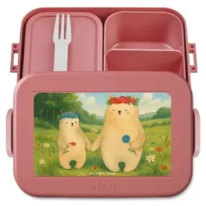 Sonderaktion Mr. & Mrs. Panda Bento Box Bären mit Blumenkranz Design ohne Spruch in Rot Pastell günstig kaufen | limango