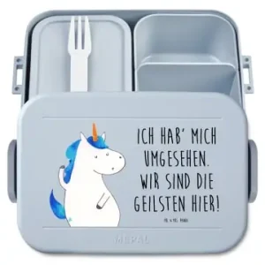 Mr. & Mrs. Panda Bento Box Einhorn Mann Motiv mit Spruch in Blau Pastell günstig kaufen | limango Knallerangebot