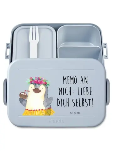 Mr. & Mrs. Panda Bento Box Pinguin Kokosnuss Motiv mit Spruch in Blau Pastell günstig kaufen | limango Neu