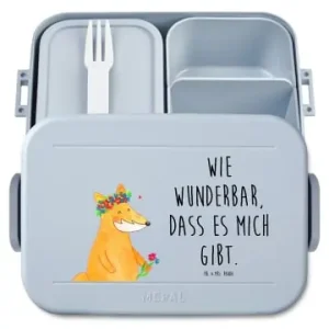 Sonderangebot Mr. & Mrs. Panda Bento Box Fuchs Blumen Motiv mit Spruch in Blau Pastell günstig kaufen | limango