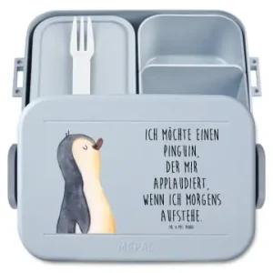 Preisknaller Mr. & Mrs. Panda Bento Box Pinguin mHerzieren Motiv mit Spruch in Blau Pastell günstig kaufen | limango
