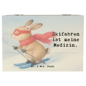 Kostenloser Rückversand Mr. & Mrs. Panda Box Hase Skifahren Design mit Spruch in Weiß günstig kaufen | limango