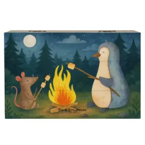 Aktuell Mr. & Mrs. Panda Box Pinguin Lagerfeuer Design ohne Spruch in Weiß günstig kaufen | limango