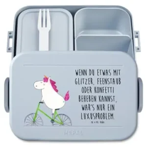 Begrenztes Angebot Mr. & Mrs. Panda Meal Prep Box Einhorn Radfahrer Motiv mit Spruch in Blau Pastell günstig kaufen | limango