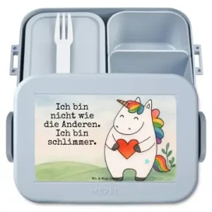Mr. & Mrs. Panda Bento Box Einhorn Herz Design mit Spruch in Blau Pastell günstig kaufen | limango Expressversand