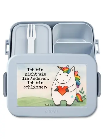 Mr. & Mrs. Panda Bento Box Einhorn Herz Design mit Spruch in Blau Pastell günstig kaufen | limango Expressversand