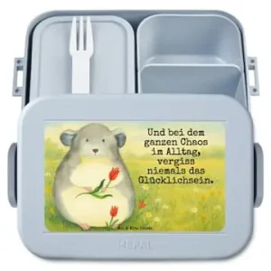 Preiswert Mr. & Mrs. Panda Bento Box Chinchilla Blume Design mit Spruch in Blau Pastell günstig kaufen | limango