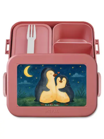 Knallerangebot Mr. & Mrs. Panda Bento Box Pinguine Einschlafen Design ohne Spruch in Rot Pastell günstig kaufen | limango
