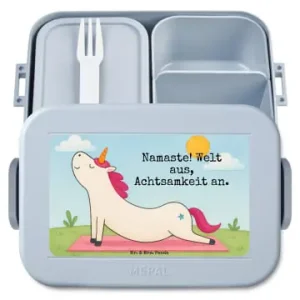 Mr. & Mrs. Panda Bento Box Einhorn Yoga Design mit Spruch in Blau Pastell günstig kaufen | limango Neu