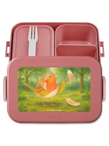 Neue Ware Mr. & Mrs. Panda Bento Box Rotkehlchen Federn Design ohne Spruch in Rot Pastell günstig kaufen | limango
