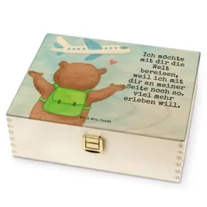 Preiswert Mr. & Mrs. Panda Tee Box Bär Flugzeug Design mit Spruch in Weiß günstig kaufen | limango